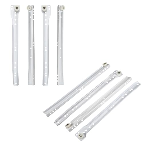 DBOO 2 Pairs Powder-Coated Heavy Duty Drawer Runners with Nylon Rollers Soft Close & Anti-Drop Design White Undermount Slides for Kitchen Cabinets