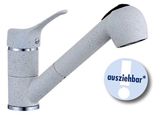 Preisvergleich Produktbild Eisl Spültischarmatur Granit, Einhebelmischer mit Geschirrbrause, Weiß, NI183WGCR