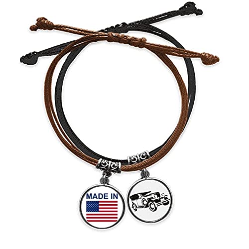 Bracelet États-Unis en cuir et corde tressée pour afficher votre amour du voyage