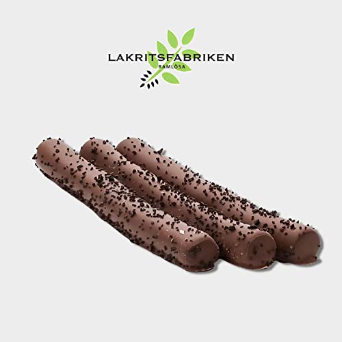 Lakritsfabriken Ramlosa Chocolate Glazed Liquorice Sticks - Chocolate Glazed Licorice Granules - Juicy, Gluten Free, Chewy & Vegan - Soft Black Licorice - Licorice Candy From Around The World - European Candy - 1.59 Oz #TOP2