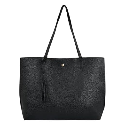 volumoon Sac à Main, Cabas Femme, Grand Format et Capacité, Fourre-Tout Cuir PU Souple, Sac Ordinateur Sac à Bandoulière Tendance avec Poches Cuir pour Travail Voyage Shopping(Noir)