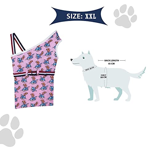 Image of Lulala Dog Dress - 100% Cotton Sleeveless Summer Dress for Dogs and Cats, Tom and Jerry Print Vest Outfit, Lightweight Pet Clothes for Puppies (Pink, 20-Inch)