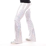 Revolver Fashion / Funstigators Festival Clothing: Men's White Party Holographic Flared Disco Leggin