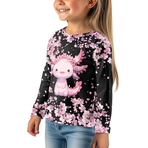 Image of Girls Cartoon Print Long Sleeve Graphic Tee Casual Crew Neck T-Shirts for 3-16 Years Little Girls