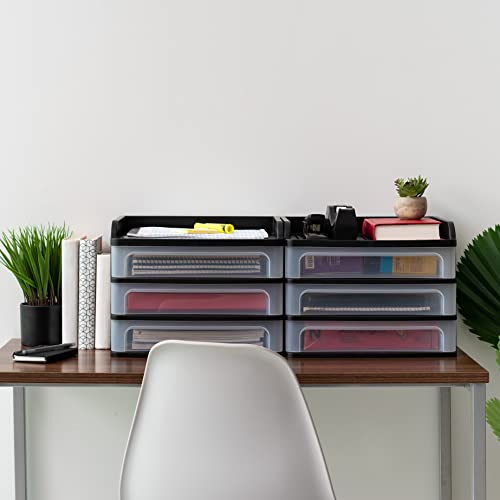 Image of IRIS USA 3-Drawer Medium Desktop Organizer with Paper Tray, Black