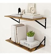 Heimlove Deep Floating Shelves for Wall, 24W x 12D Wood Wall Shelves Set of 2, Wide Floating Book...