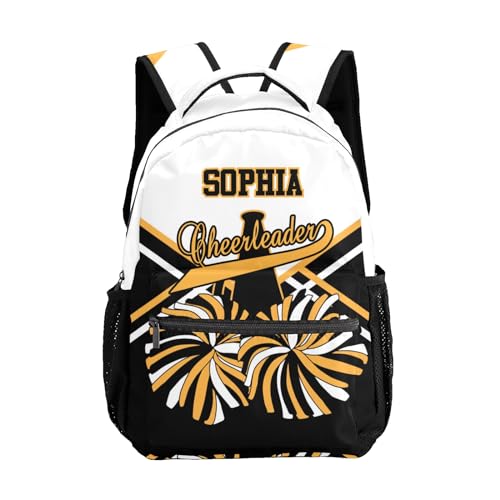 Custom Cheer Cheerleader Black Gold Personalized Causual Shoulder Bag Sports Leisure Camping Backpack for Women Men