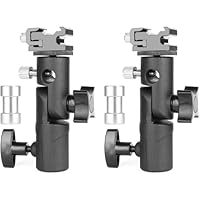 2 Stück - blitzschuh adapter - kamera blitz halterung - Metall - Blitzschuh E - Typ - 180° Neigungswinkel - Mit 1/4 Zoll und 3/8 Zoll Schraube - Für Canon Nikon Olympus Blitzgeräte