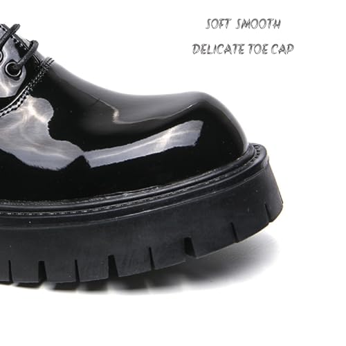Mens Platform Lace Up Chunky Heel Oxfords Round Toe Slip On Non-Slip Waterproof Lug Sole Business Dress Loafers Derbys Classic Work Office Wedding Formal Shoes3