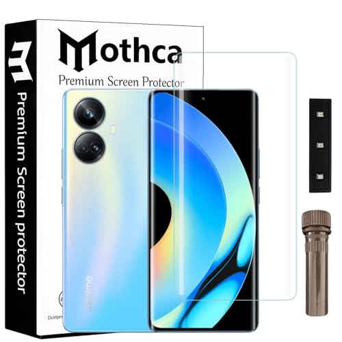 Image of Mothca Curved UV Tempered Glass Screen Protector for Realme 10 Pro Plus | HD Clear | Full Screen Coverage | Pack of 1