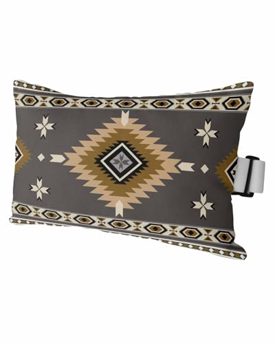 Boanket Outdoor Lumbar Pillow Set of 1, Brown Southwestern Waterproof Beach Headrest Pillow with Inserts, Modern Ethnic Geometric Abstract Art Recliner Throw Pillow for Patio Furniture, 12