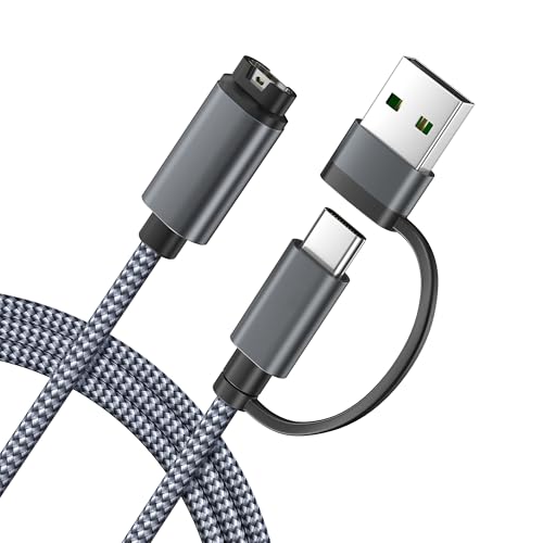 Image of Itramax 2-in-1 USB-C Charger Cable for Garmin Watch 4FT 1Pack,USB Charging Power Cord for Garmin Fenix 8 E 7 7X 7S 6 Solar,Forerunner 970 965 955 945 570 265 255 170 165 Music 70 55,Vivoactive 6 5 4