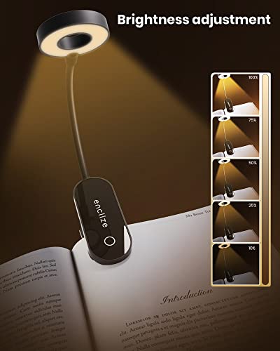 Image of Book Light for Reading in Bed,Rechargeable LED with Stepless Brightness & 3 Color Temperature, Easy Clip On Lamp at Night Bed Bookworms,Students，Black