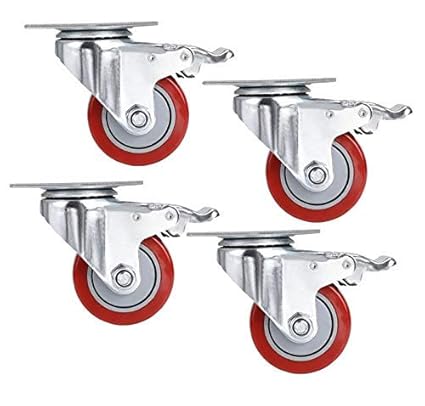 VDNSI Heavy Duty Locking Casters with Brake 3 Inch Steel 360 Degree Caster Wheel Shopping Wheel Trolley Brake Swivel Caster Wheel Set of 4(Plastic)