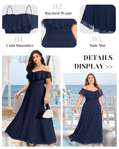 Image of Pinup Fashion Women Plus Size Bridesmaid Dresses - Off The Shoulder Formal Wedding Guest Bridal Shower Long Dress