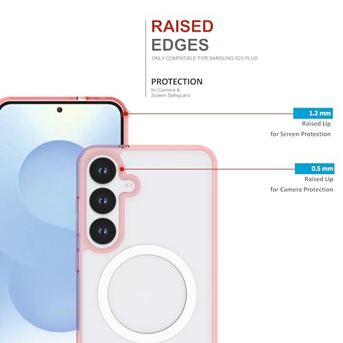 Image of Case for Samsung Galaxy S25 Plus with Mag-Safe, [Anti-Yellowing Technology] [Military Grade Drop Protection] Shockproof Slim Hybrid Phone Case for Samsung Galaxy S25 Plus 5G - Crystal Pink