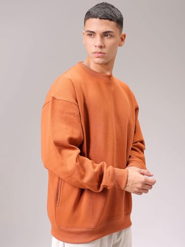 Image of The Indian Garage Co Men Oversized Solid Overhead Crewneck Sweatshirt