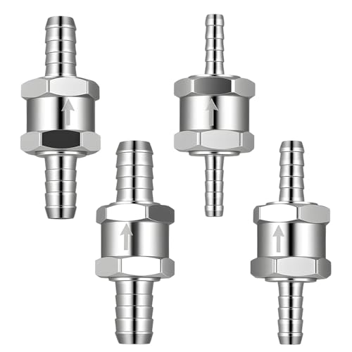 4 Stück Rückschlagventil Aus Aluminium 6 8 10 12mm für Kraftstoff Benzin Diesel Öl, Einweg-Ventil für Niederdruck Vergaser Systeme Auto Motorrad Boot, Aluminium-Kraftstoffschlauch