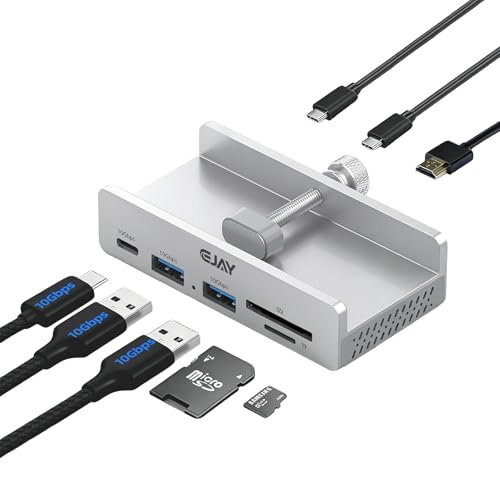 Hub USB C en aluminium argenté EJAY 7 en 1 premium