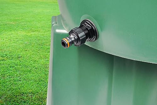 GASMIS Regentonnendurchführung Fassdurchführung 1/2 Zoll AG - Tankdurchführung mit Hahnverbinder, 1 Stück