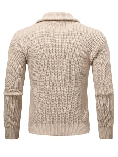 Men's Slim Fit Sweater Solid Zip Up Drop Shoulder Cardigan Plain