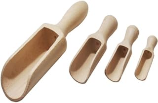 efo Versatile Wooden Scoops Set 4pcs - Multipurpose Wooden Spoons - Wood Salt and Spice Scoops  Rustic Bath Salt Scoop - Wooden Nuts Scoop - Sizes: 2.4"; 3.3"; 3.9"; 6.7" / 6; 8.5; 10; 17cm