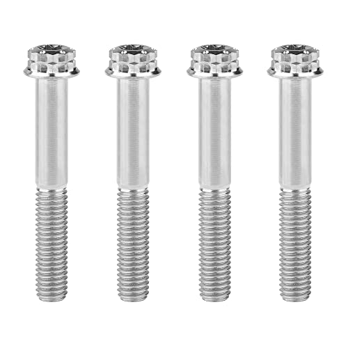 Image of Titanium Flange 12 Point Head M8 x15 20 25 30 35 40 45 50 55 60 65mm Screw Bolt Pack of 4 (M8x50mm, Normal Titanium)