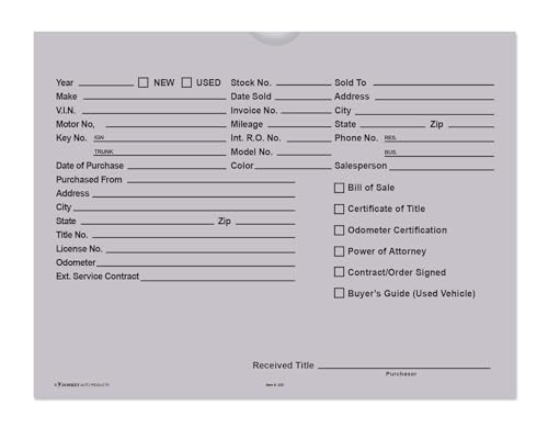 Printed Vehicle Deal Envelopes 9x12 Deal Jackets (100) (Gray)