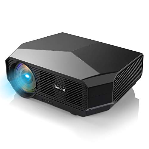 Nestlingu00ae Mini Home Theater Projector,4600LM with 200 Display, 4000:1 Contrast HD Video Projector 1080P Supported, Hi-Fi Speakers,Compatible with TV Stick, Games, HDMI, USB, VGA, AV, 3.5Audio (Black)