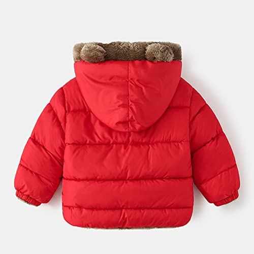 Kids Boys Girls Hooded Puffer Coat Thick Fluff Zipper Long Sleeve 𝗕ear Jacket Winter Puffy Windproof Outwear4