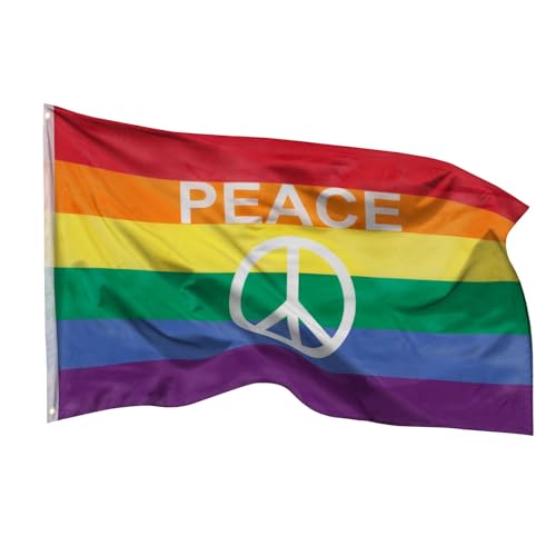 PHENO FLAGS Peace Flagge 90x150cm - wetterbeständige Pride Fahne mit...