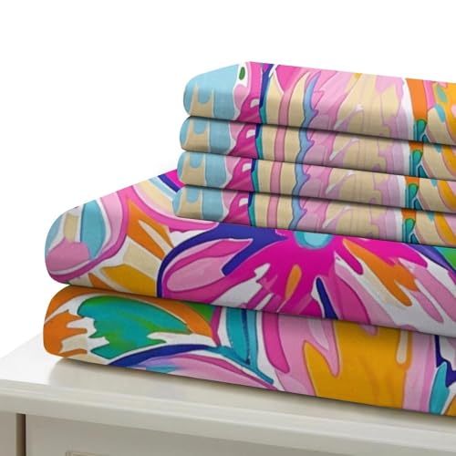 Housse de couette 3D fleurs de lys 220x240cm avec fermeture éclair invisible pour lit King
