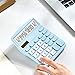 Calculator, Deli Standard Function Desktop Calculators with 12 Digit Large LCD Display and Sensitive Button, Solar Battery Dual Power Office Calculator, Blue