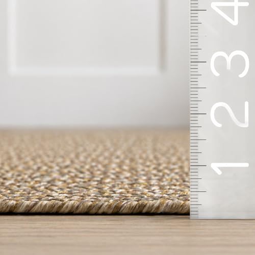 Image of Handmade Cotton Braided 1.5x3 feet Runner Rug - Washable, Low Pile Reversible Floor Mat for Bedroom, Kitchen, Entryway & Living Room - Eco-Friendly Woven Carpet - (Beige Mix, Rect)