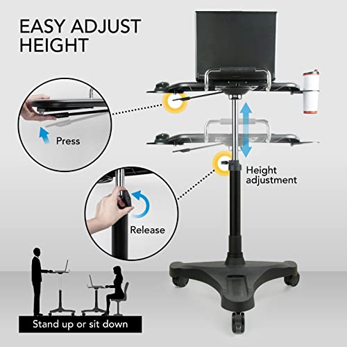 Eho EH-03735 Mobile Laptop Standing Desk Carts On Wheels, Pneumatic, Height Adjustable Rolling Stand, Sit To Stand Computer Cart thumb #5