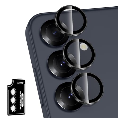 Avocase for Samsung Galaxy S25 Camera Lens Protector, Individual Metal Ring Tempered Glass Lens Cover, [Strong Adsorption] Scratch Resistant Ultra-Thin HD Clear Lens Cover, 1 Set-Black Ring