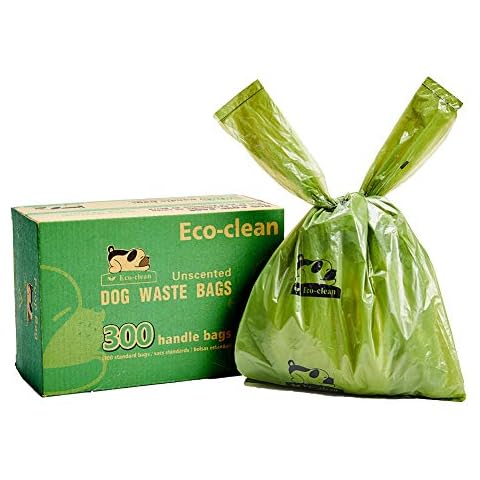 ECO-CLEAN Dog Poop Bags, 300-Count Dog Waste Bags with Easy-Tie Handles, Guaranteed Leak-Proof, Earth-Friendly, Unscented Oxo-biodegradable Pet Poop Bags (Not on Rolls) Cover