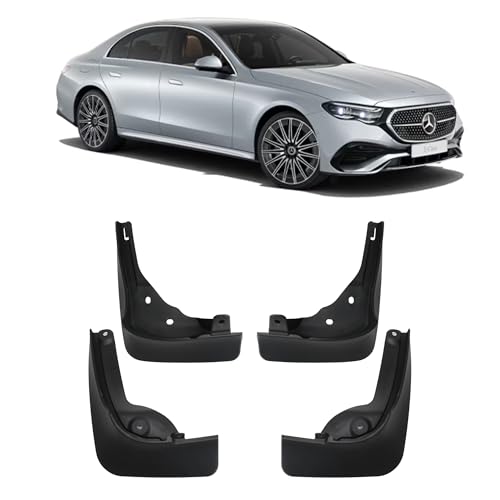 Image of KMH Premium Mud Flaps Compatible with Mercedes Benz E-Class W214 Sedan | Imported Quality Mud Splash Guards Shields, Durable Protection for Your Vehicle (Set of 4, Black)