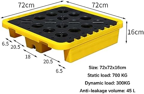 Spill Containment Tray with Drain Outlet - Stackable Modular Anti-Spill Pallet for Paint Buckets - Large Capacity Spill Platform,72x72x16CM