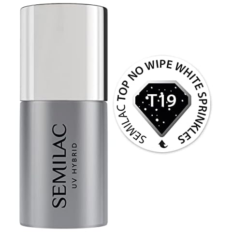 Semilac T19 No Wipe Top Coat with Glitter Cover