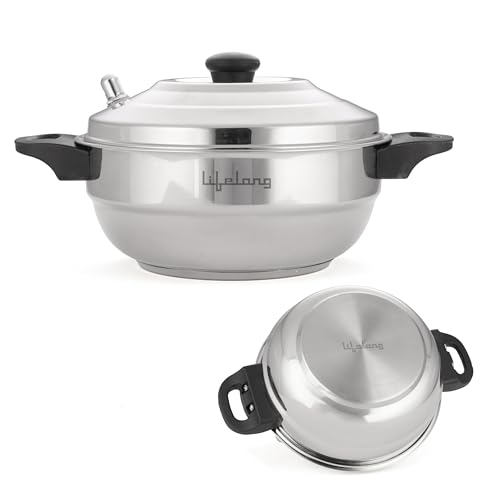 Image of Lifelong Idli Cooker 3 Plate with Sandwich Bottom | 12 idlis | Stainless Steel Idli Cooker, Heavy Base Induction and Gas Stove Compatible Idli Maker (LLIDCKSB03, Steel Silver)
