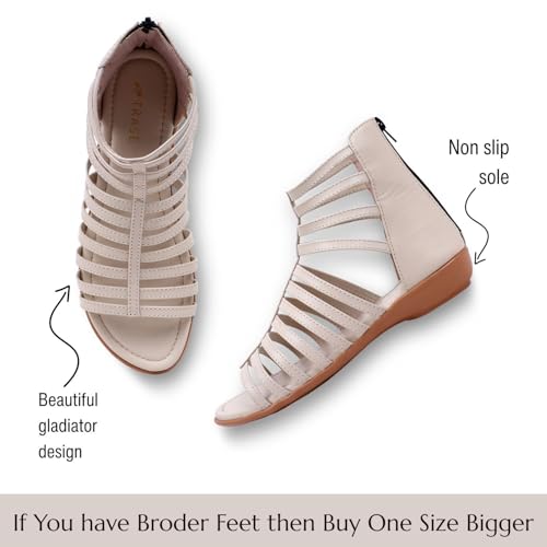 Image of TRASE Flats Gladiator With Zip Closure For Women Sandals| Gladiator High-Tops Sandals For Women | Stylish & Comfortable | College, Office, Shopping, Outdoor & Beach Wear