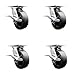 Heavy Duty Large Top Plate Glass Filled Nylon Swivel Caster Set of 4 w/6" x 2" Black Wheels - Includes 4 Swivel w/Side Lck Brakes & Bolt on Swivel Locks - 6000lbs Total Capacity - Service Caster Brand