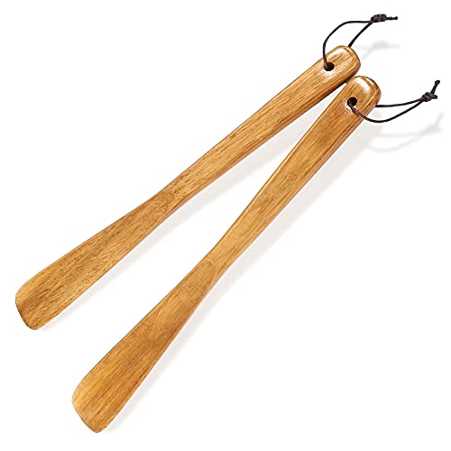 2 pièces Chausse-pied Confortable en Bois Chausse-Pied en Bois de Hêtre Shoe Horn Chausse-Pied Long Portable Chausse-pied Aide-chaussures Paresseux Pour Hommes, Femmes, Enfants, Les Chaussures