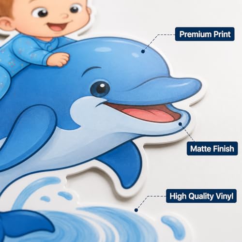 Sticker de pared infantil delfín decorativo 24x16 pulg miniatura 4