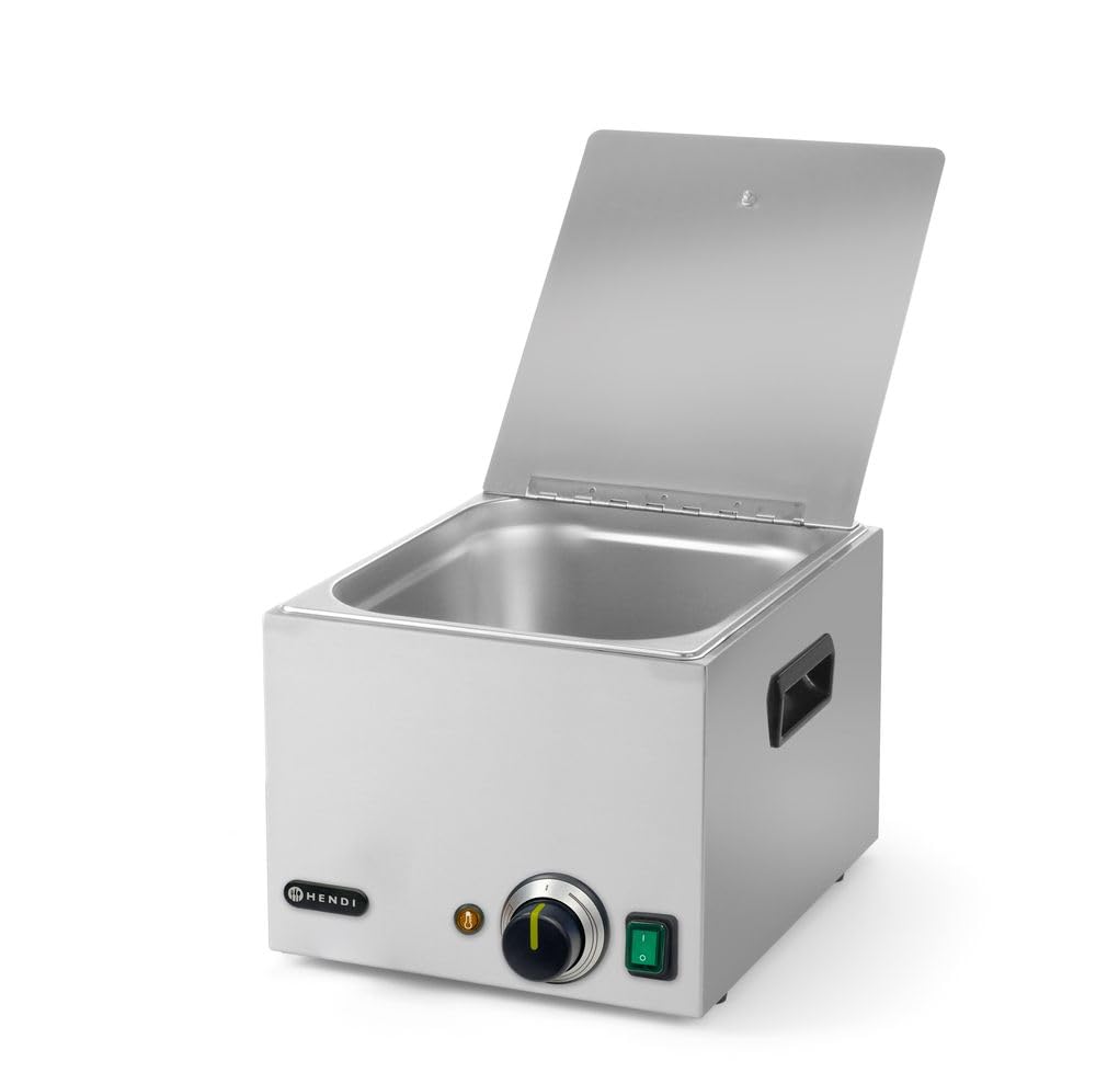 HENDI Würstchenwärmer, Temperaturbereich bis 85 °C, hitzebeständige Griffe, Wurstwärmer, Bockwurstwärmer, Hot Dog Maker, Wurstkocher, 9,3L, 230V/1000W, 386x287x(H)258mm, Edelstahl