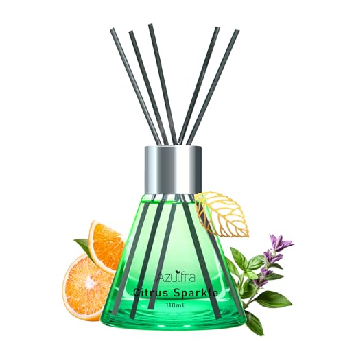 Reed Diffuser Set for Home, Citrus Scented Diffuser with 6 Diffuser Sticks, Home Fragrance Scent Essential Oil Stick Diffuser for Christmas Shelf Decor,3.4 oz