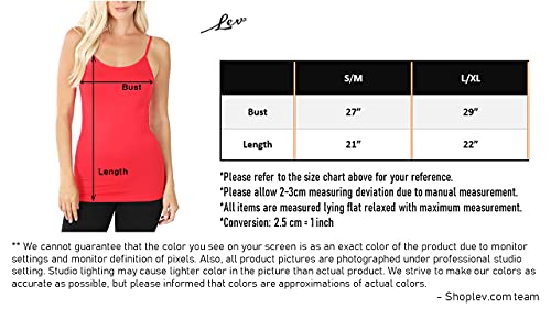 Zenana Women Basic Seamless Slim Fit Longline Undershirt Spaghetti Camisole Tank Top With Adjustable Straps (Dark Rust/Neon Coral, Lxl) #TOP3