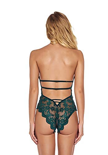 Kelitch Women Sexy Babydoll Lingerie For Women Honeymoon Sexy Lace Deep V Teddy Dress Bodycon Chemise Nighty Green M #TOP3