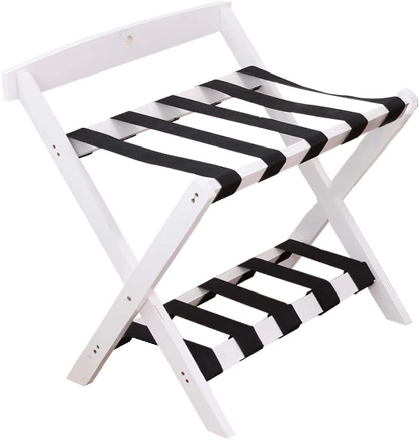 Porte-bagages pliable en bois blanc pour valise et chambre d'amis